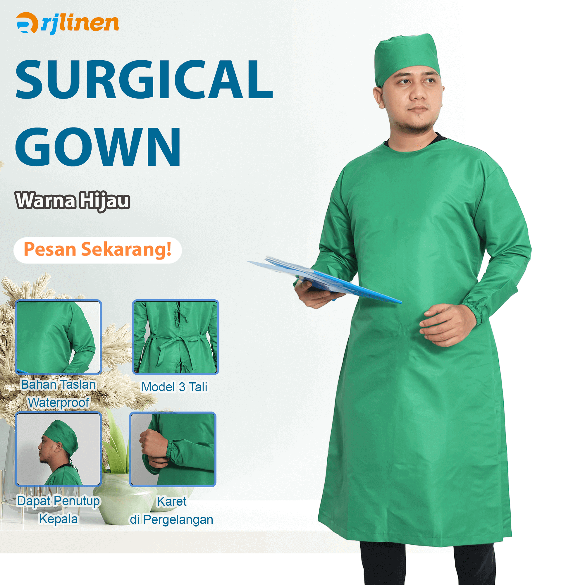 Gown Surgical Lengkap Hijau