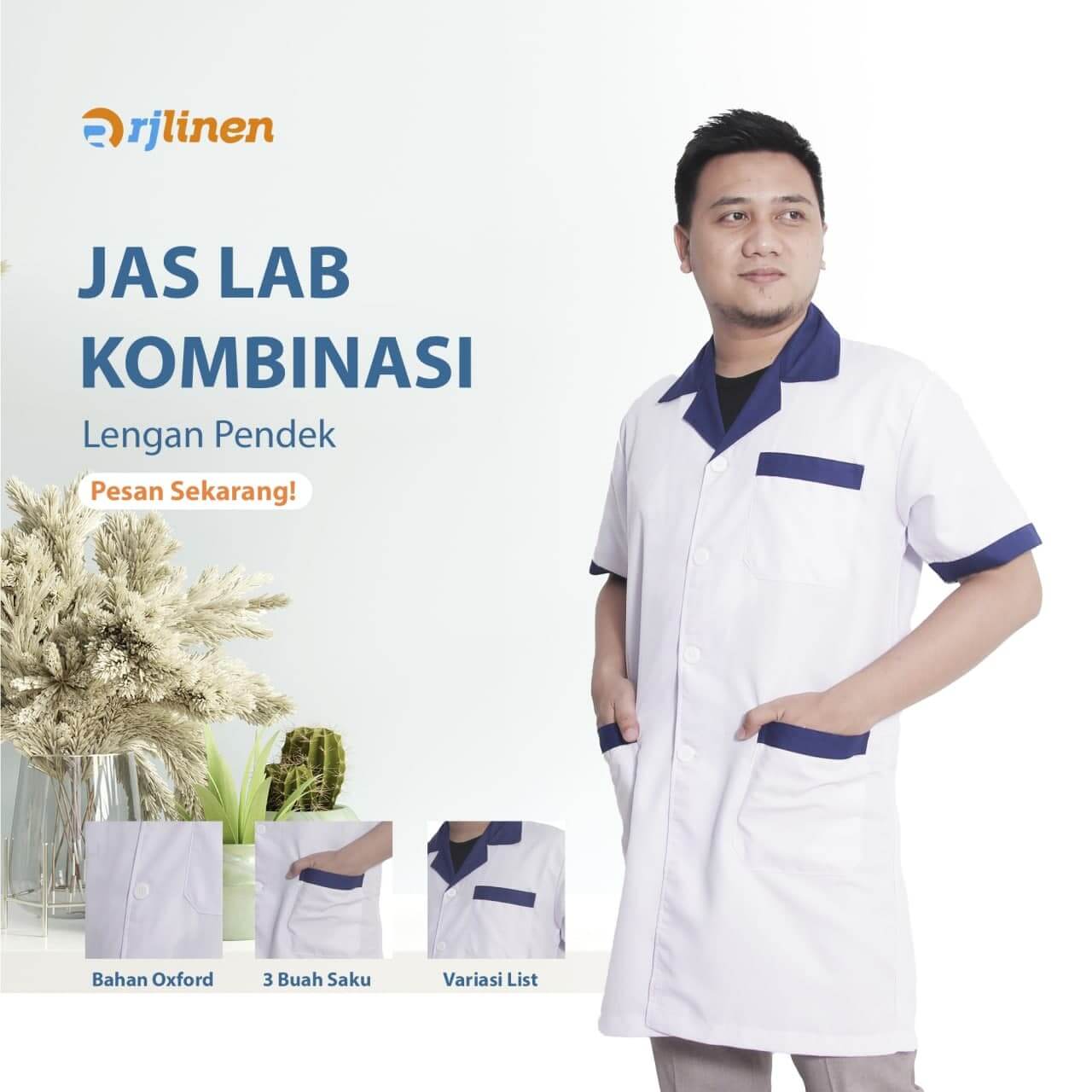 Jas Lab Kombinasi Lengan Pendek