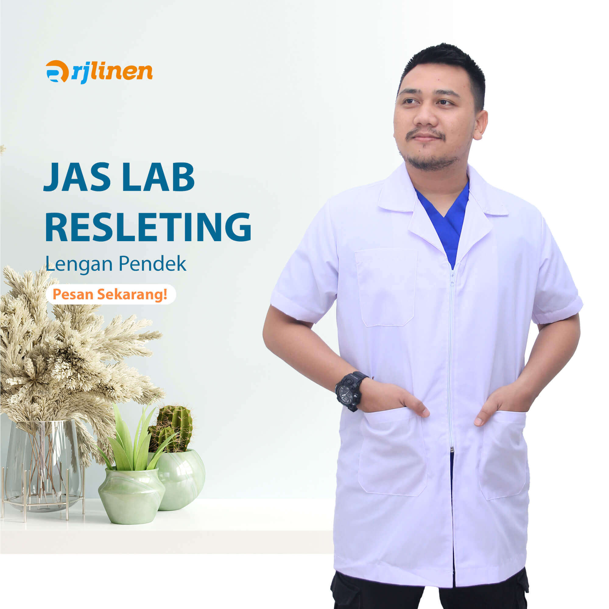 Jas Lab Resleting Lengan Pendek