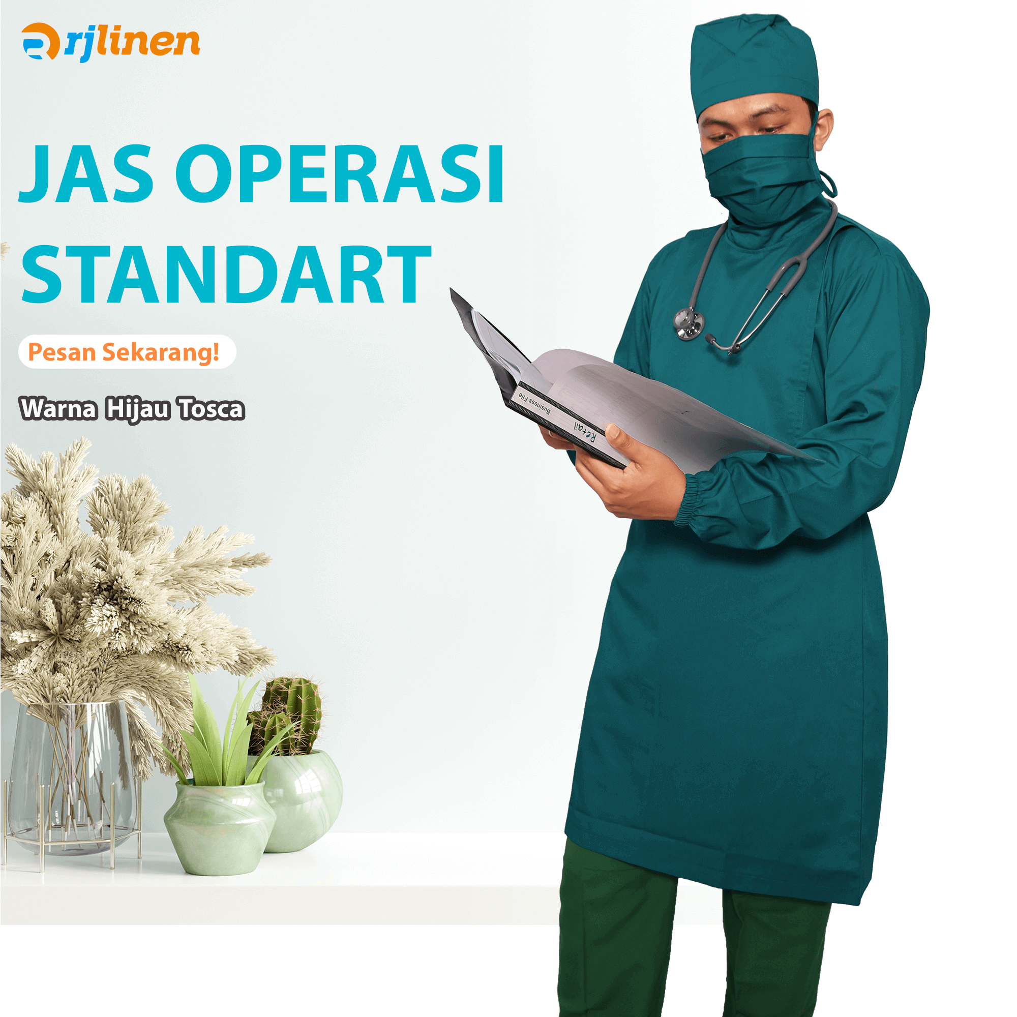 Jas Operasi Standart Hijau Toska