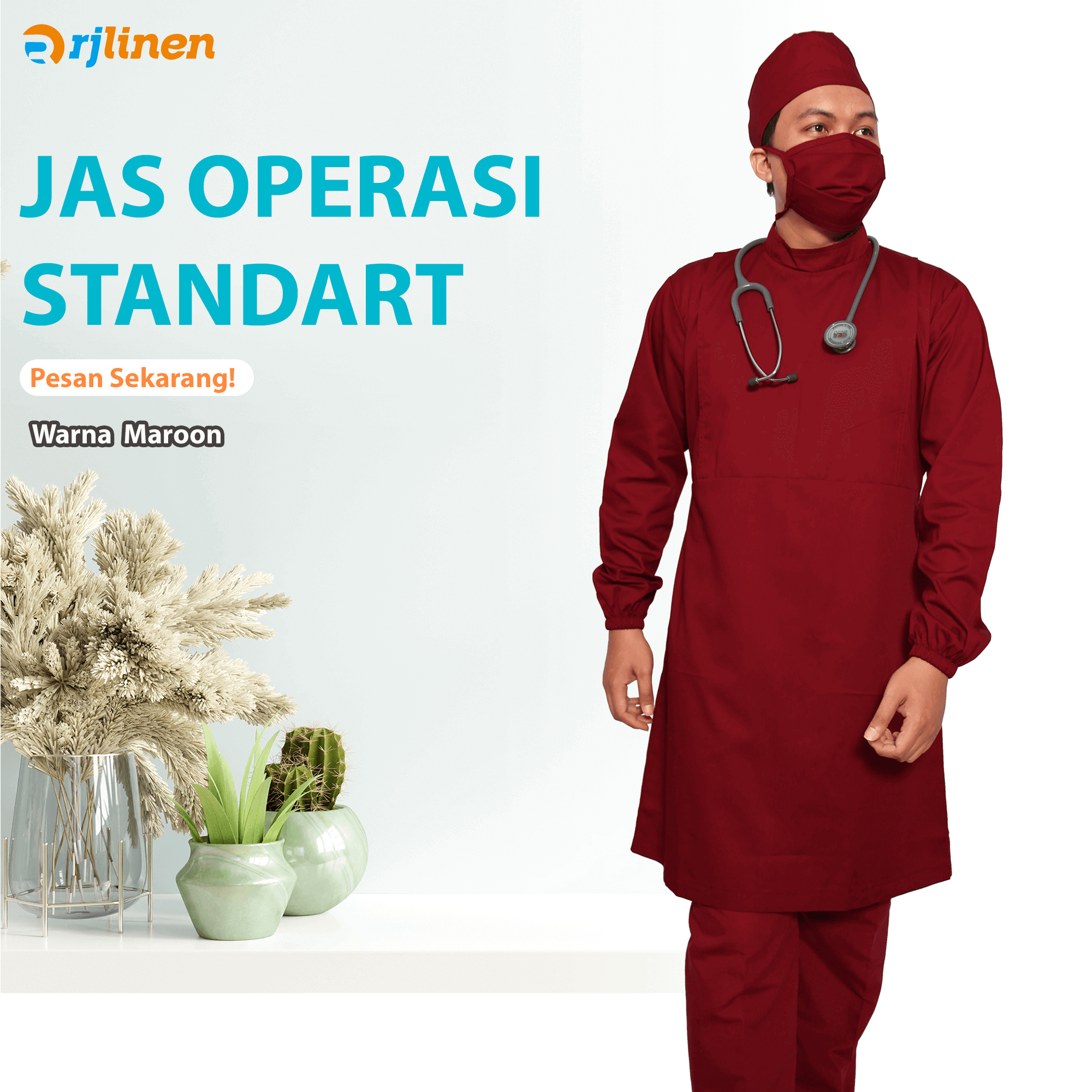 Jas Operasi Standart Maroon